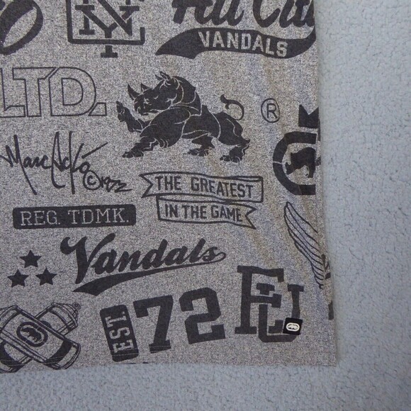 Ecko Unltd Shirt Men's 4XL Gray White Short Sleeve Streetwear Casual AOP - Picture 3 of 12